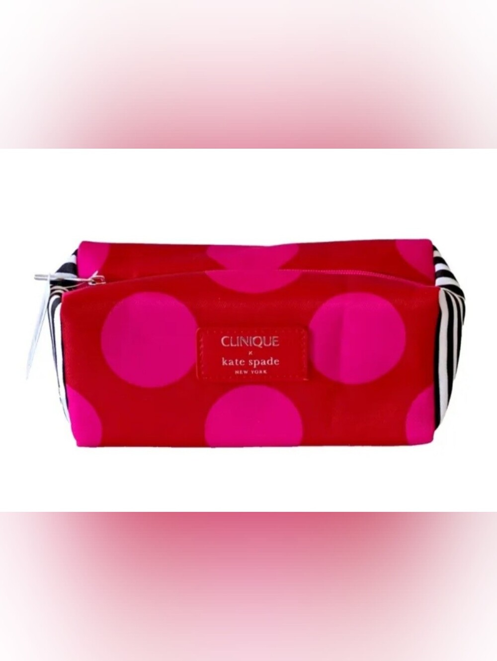 Kate Spade X Clinique Red & Pink Polka Dot Cosmetic Pouch EUC